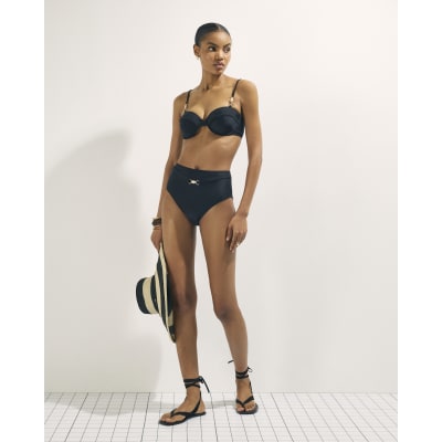 Black Shaping High Waisted Bikini Bottoms