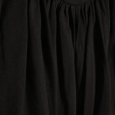 Black Short Sleeve Bubble Hem T-Shirt