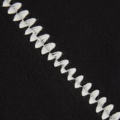 Black Short Sleeve Cosy Whipstitch T-shirt