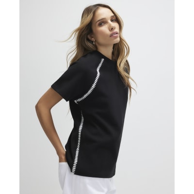 Black Short Sleeve Cosy Whipstitch T-shirt