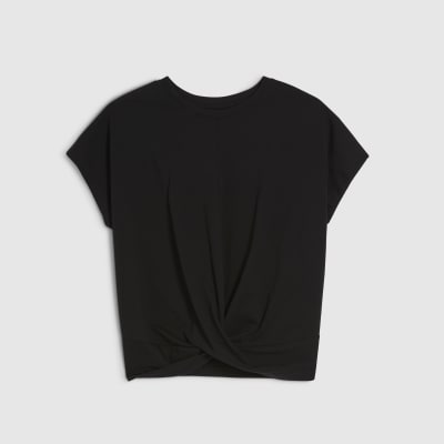 Black Short Sleeve Twist Front T-shirt