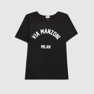 Black Short Sleeve Via Manzoni T-shirt