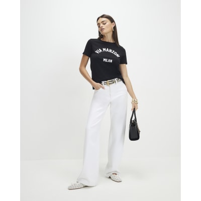 Black Short Sleeve Via Manzoni T-shirt