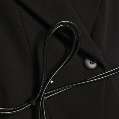 Black Sleeveless Belted Waistcoat