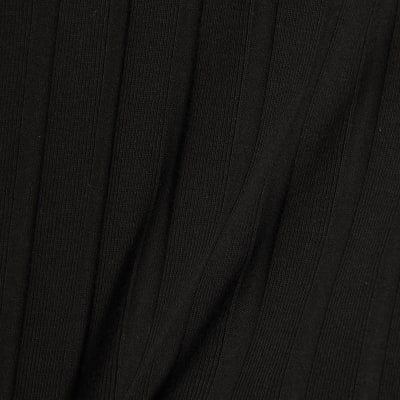 Black Sleeveless Wide Ribbed Tank Top