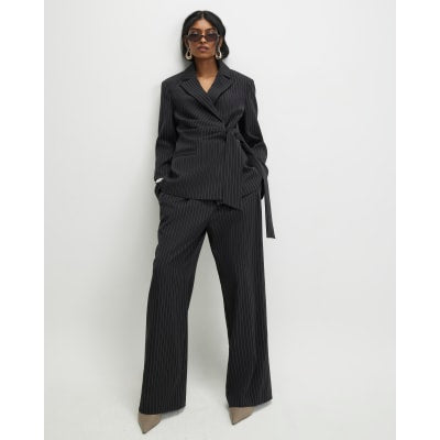 Black Stripe Wide Leg Trousers