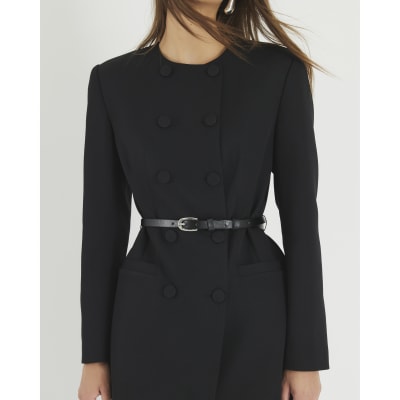 Black Structured Belted Blazer