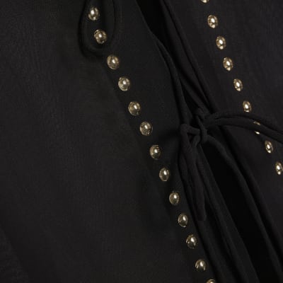 Black Stud Beach Cover Up Blouse
