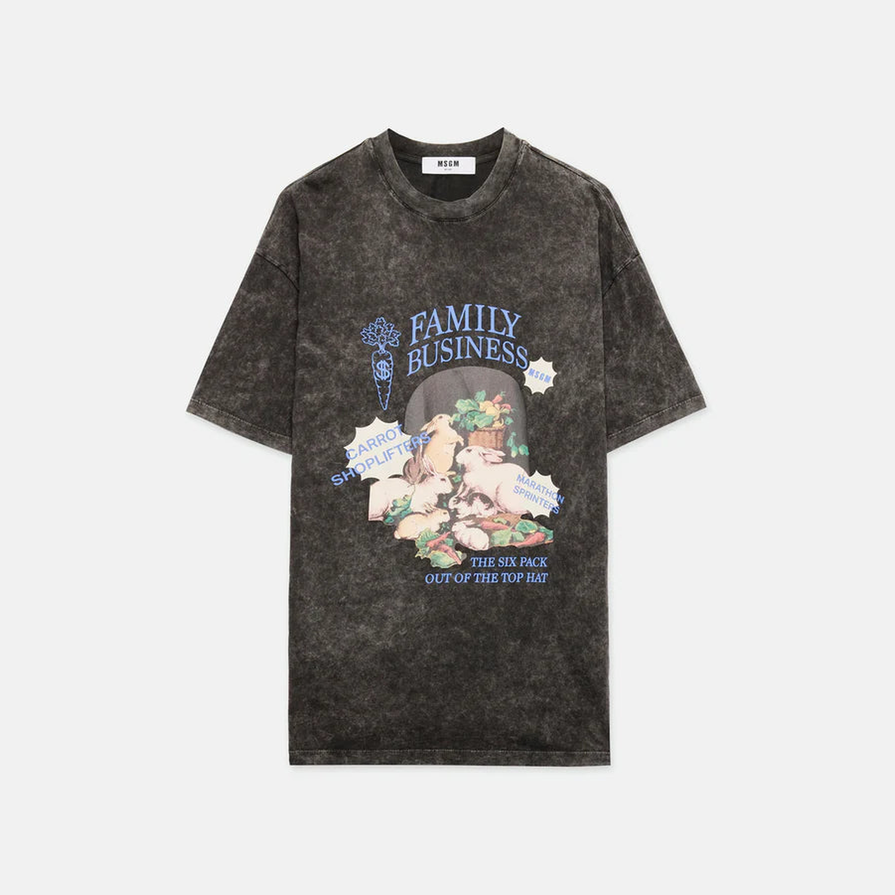Black T-shirt in marbled jersey with "Family Business" print