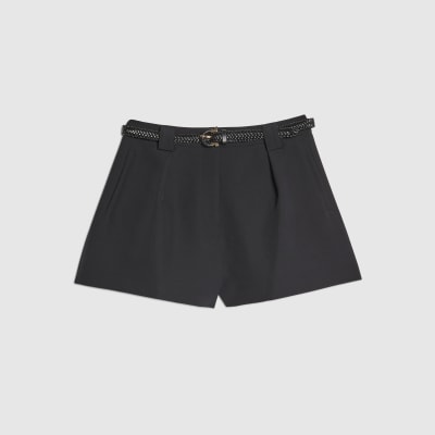 Black Tailored Belted Shorts