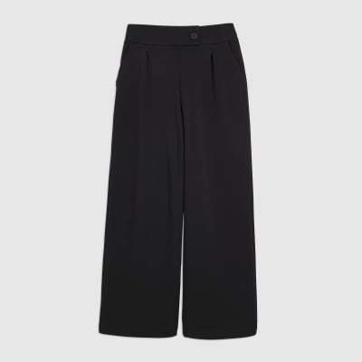 Black Tailored Jersey Wide Leg Trousers