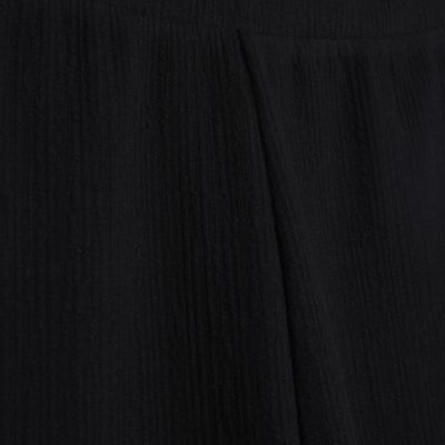 Black Textured Wide Leg Trousers