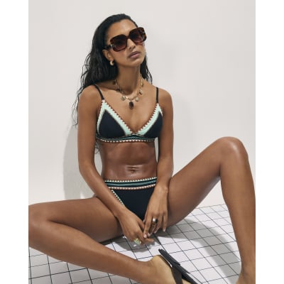 Black Whipstitch Bikini Bottoms