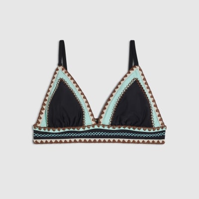 Black Whipstitch Bikini Top