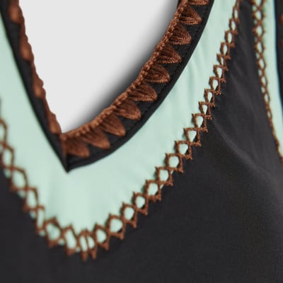 Black Whipstitch Trim Swimsuit