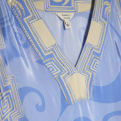 Blue Abstract Palm Print Beach Tunic
