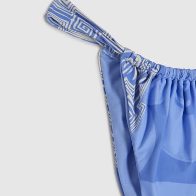 Blue Abstract Print Bikini Bottoms