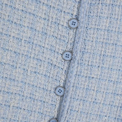 Blue Boucle Sleeveless Waistcoat