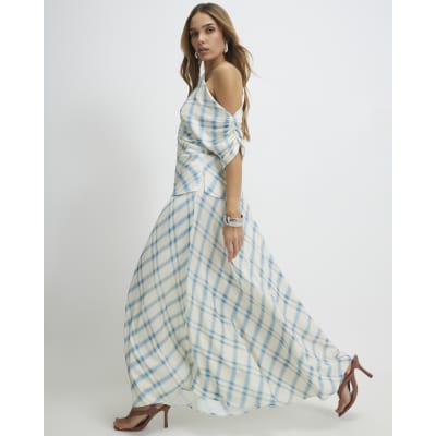 Blue Check Maxi Skirt