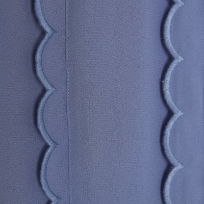 Blue Chiffon Scallop Trim Shirt