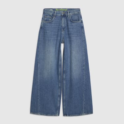 Blue Classic Wide Leg Jeans