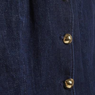 Blue Collared Denim Waistcoat