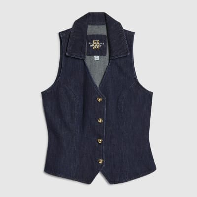 Blue Collared Denim Waistcoat
