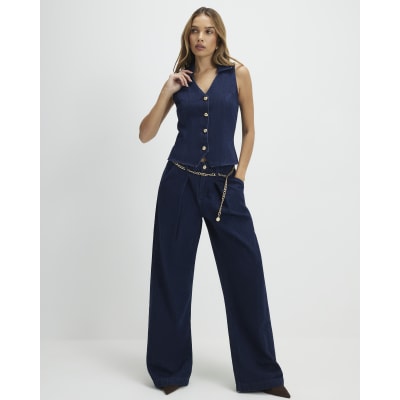 Blue Collared Denim Waistcoat
