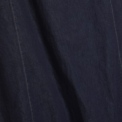 Blue Denim Bubble Hem Midi Dress