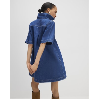 Blue Denim Button Through Mini Dress