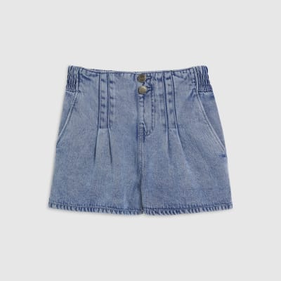 Blue Denim Dart Detail Shorts