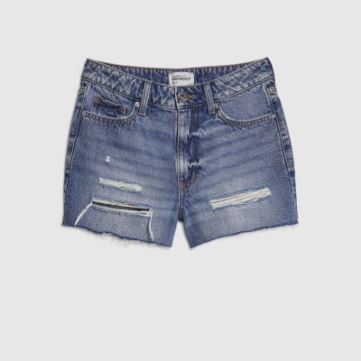 Blue Denim Ripped Shorts
