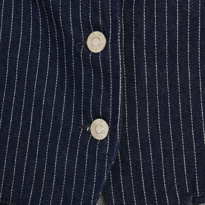 Blue Denim Striped Waistcoat