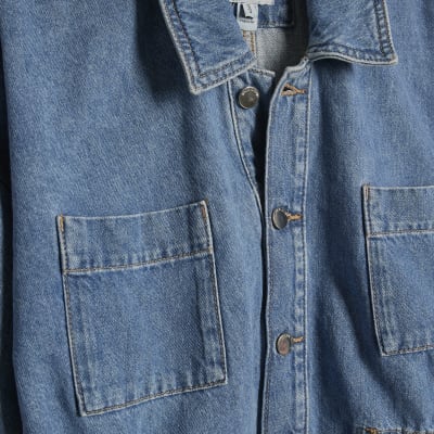 Blue Denim Tie Front Top