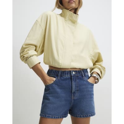 Blue Elasticated A Line Shorts