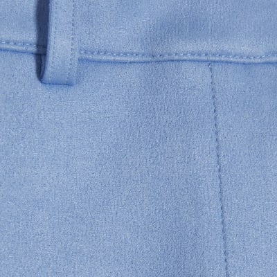 Blue Faux Suede Pocket Shorts