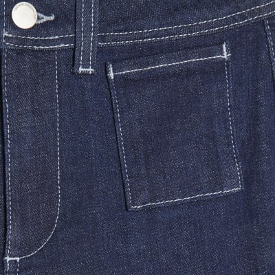 Blue High Waisted Relaxed Flare Jeans
