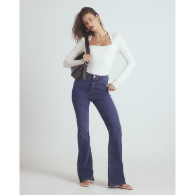 Blue High Waisted Sculpt Flare Jeans