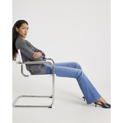 Blue High Waisted Sculpt Flared Jeans