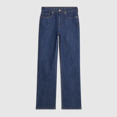 Blue High Waisted Stretch Straight Leg Jeans