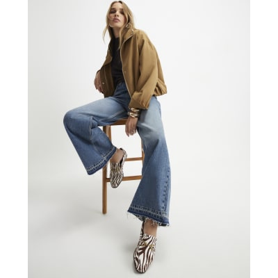 Blue High Waisted Wide Leg Jeans