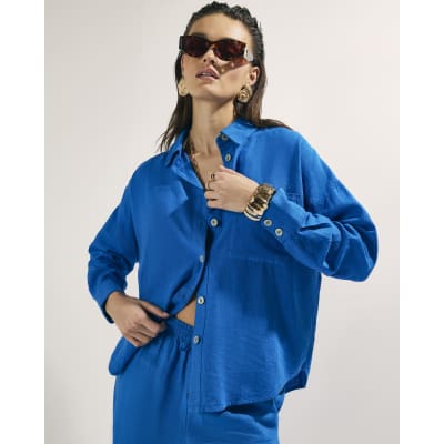 Blue Linen Blend Shirt