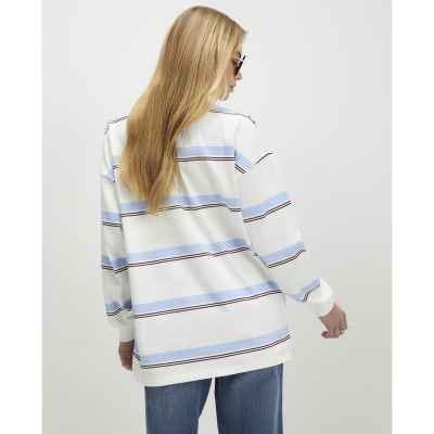 Blue Long Sleeve Stripe Number Sweatshirt