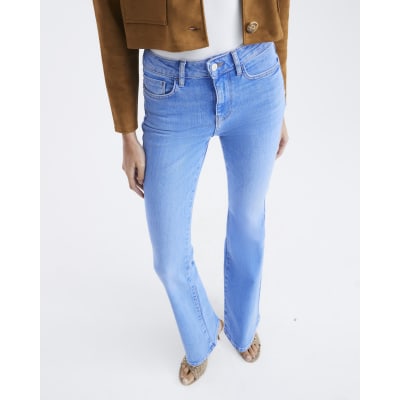 Blue Mid Rise Bootcut Jeans
