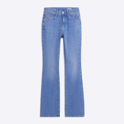 Blue Mid Rise Bootcut Jeans