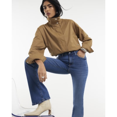 Blue Mid Rise Flared Jeans