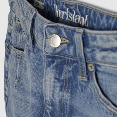 Blue Mid Rise Mom Sculpt Jeans