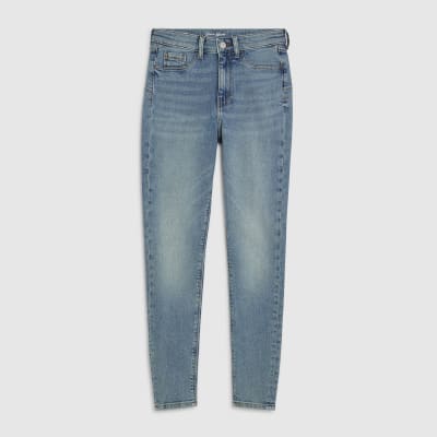 Blue Mid Rise Sculpt Skinny Jeans