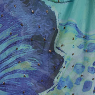 Blue Orchid Print Maxi Beach Skirt