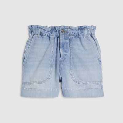 Blue Paper bag Denim Shorts